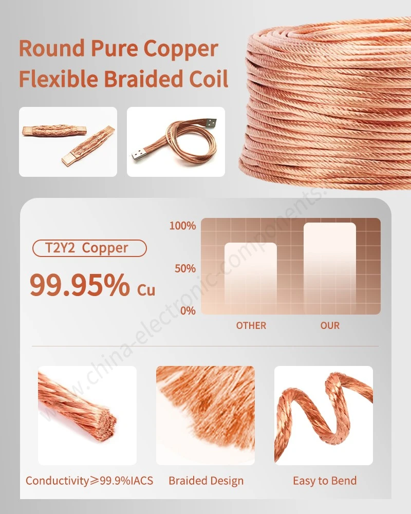 Round Pure Copper Flexible Braided Coil for Copper Braid For Latching Relay Round Pure Copper Flexible Braided Coil for Copper Braid For Latching Relay